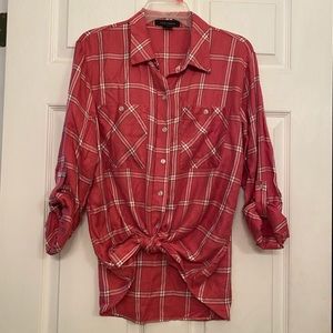 Pink Plaid Button Up by Sanctuary